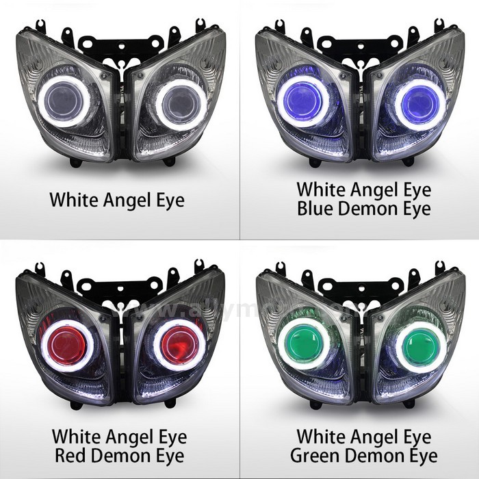 042 Angel Halos Demon Eyes Headlight Yamaha Tmax T-Max 2008-2011 Green-4